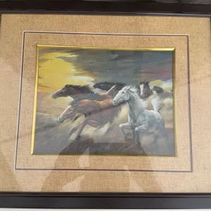 Framed Horse Print Artwork, 16x13 Inches with Frame