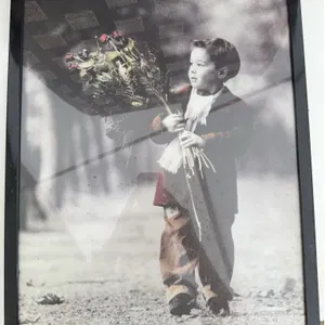 Kim Anderson Framed Print of Child With Flowers, 17x21 Inches