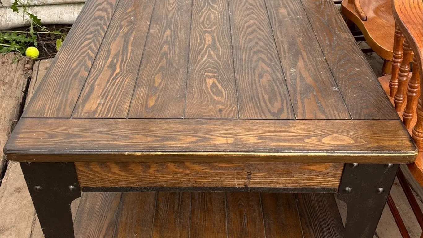 Wood and Metal Industrial Coffee Table with Lift-Top and Lower Shelf