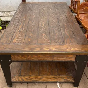 Wood and Metal Industrial Coffee Table with Lift-Top and Lower Shelf