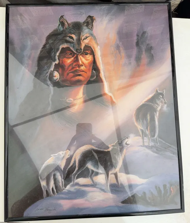 Gerald Tso Artist Print Wolf Spirit 16x20 Framed Art