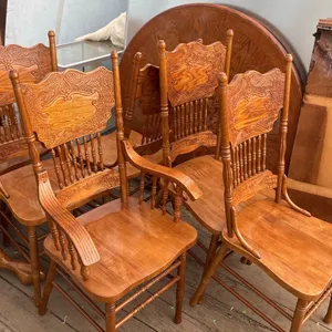 Oak Dining Table With 6 Chairs and Extension Leaf