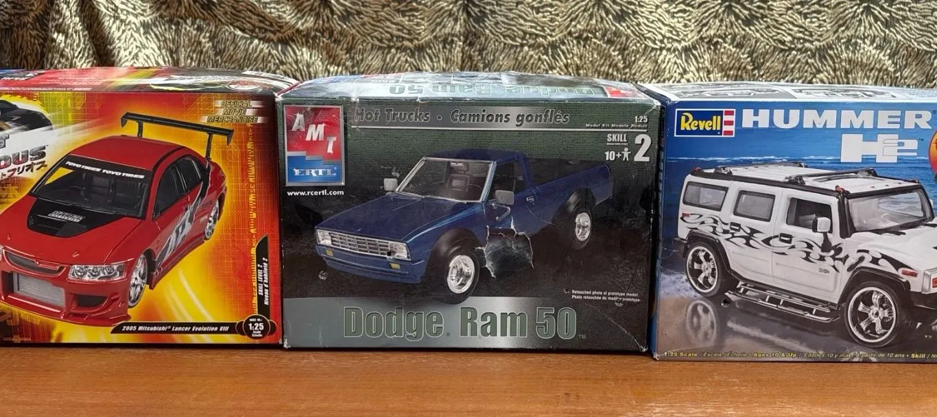 3 Unassembled Car Model Kits – AMT and Revell