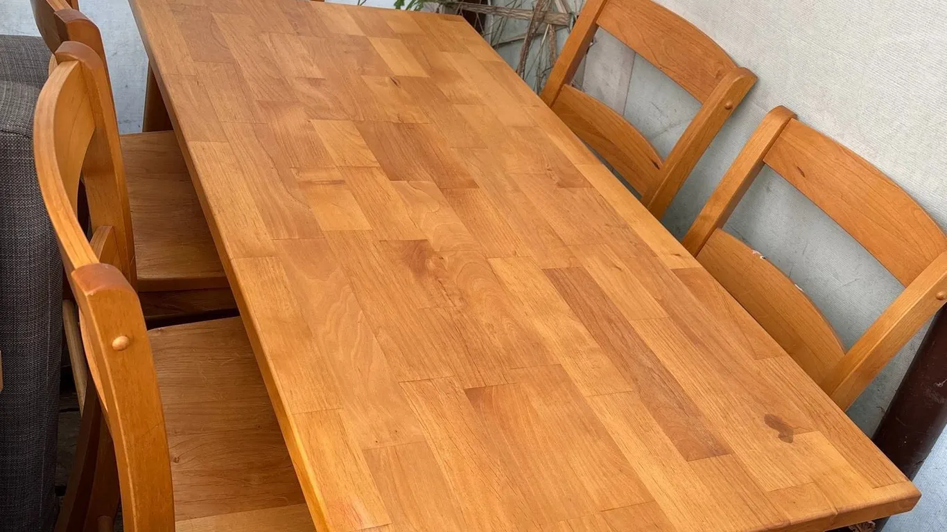Solid Wood Bar Height Table with 5 Chairs