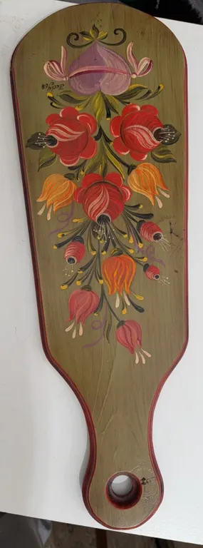 Framed Floral Embroidery Wall Art & Hand Painted Wooden Paddle Board