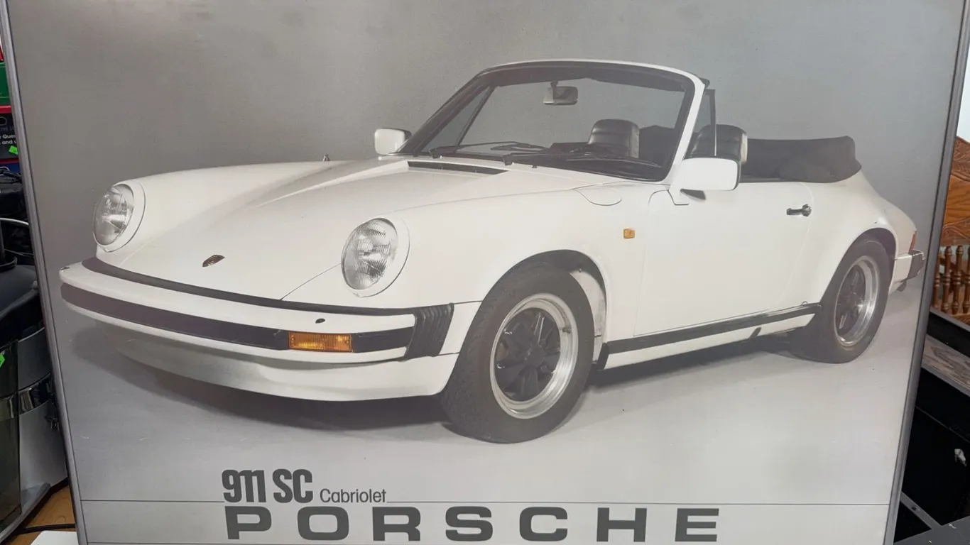 Framed Porsche 911 SC Cabriolet Poster, 36x24 Inches