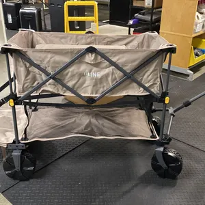 ULINE S-26110T, 2 TIER FOLDABLE UTILITY WAGON WITH ALL TERRAIN WHEELS *COLOR TAN*