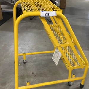 ULINE YELLOW METAL 3 STEP MOBILE WAREHOUSE STEPS APPROX 31"H