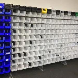 5 SECTIONS OF GREY METAL ADJUSTABLE STORAGE BIN SHELVING WITH ASSORTED ULINE BINS- EACH SECTION