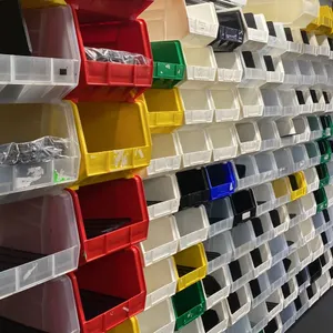 LARGE GROUP OF ASSORTED SIZED ULINE STACKABLE STORAGE BINS