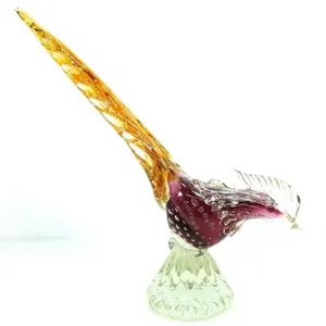MURANO PURPLE & ORANGE ART GLASS PHEASANT