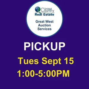 Pickup: Tuesday Sept 15, 1:00-5:00pm