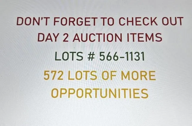 DON'T FORGET TO CHECK OUT DAY TWO AUCTION ITEMS