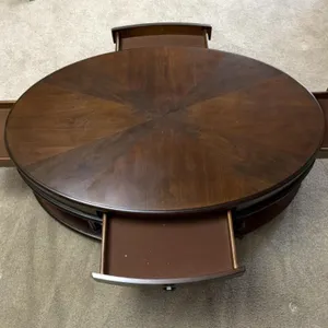 Wooden Oval Coffee Table With Drawers 46"x27”x18”