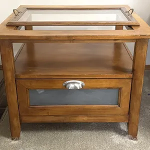 Side Table (missing glass top) with Wood and