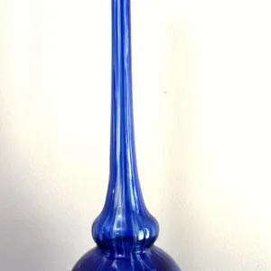 Blue Hand Blown Glass Vase 11.75”