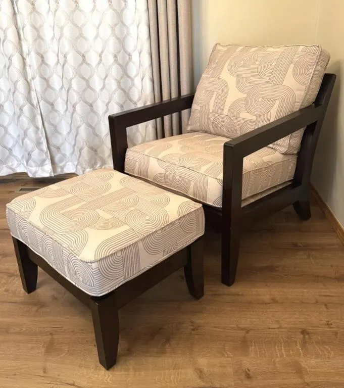 Wood Occasional Chair 29”x34”x30” With Ottoman