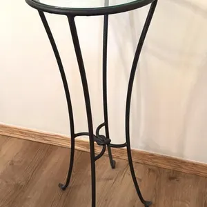 Round Glass Top Metal Plant Stand 12” x 28”