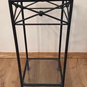 Square Glass Top Metal Plant Stand 9.5” x 22”