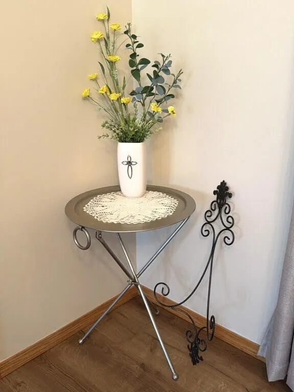 Metal Side Table, Metal Wall Hanging Decor, and