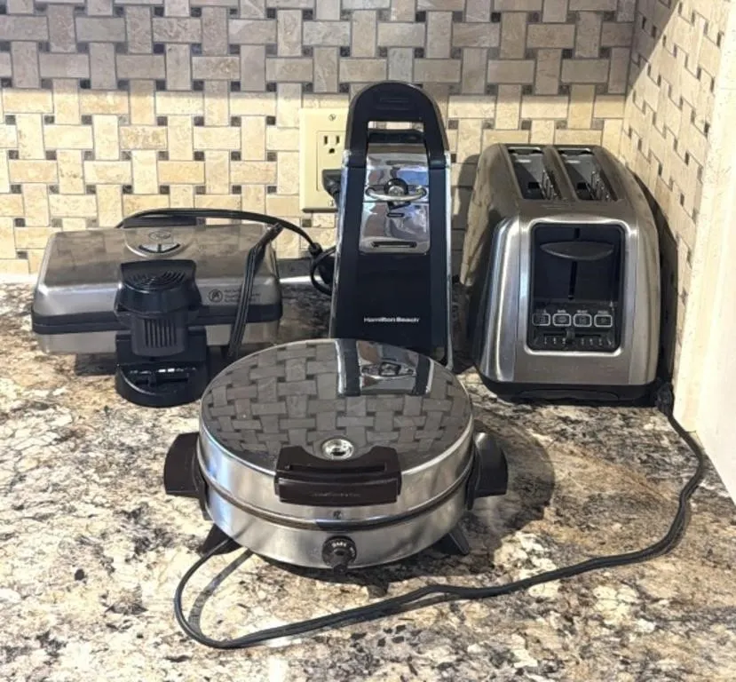 Toaster, Can Opener, And Two Waffle Makers