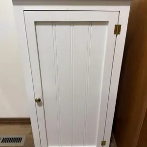 Small Wood Cabinet with Glass Snack Trays and