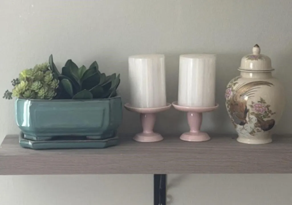 Porcelain Jar, Candles, Candle Holders, and