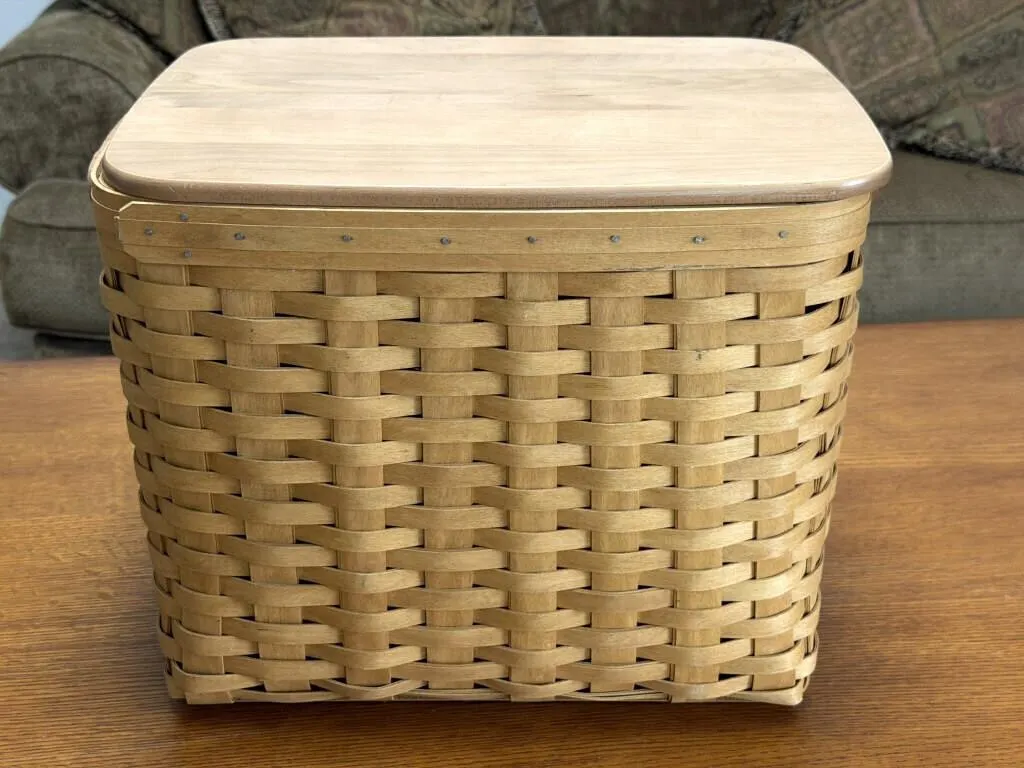 Longaberger Basket with Wood Lid 16” x 12” x