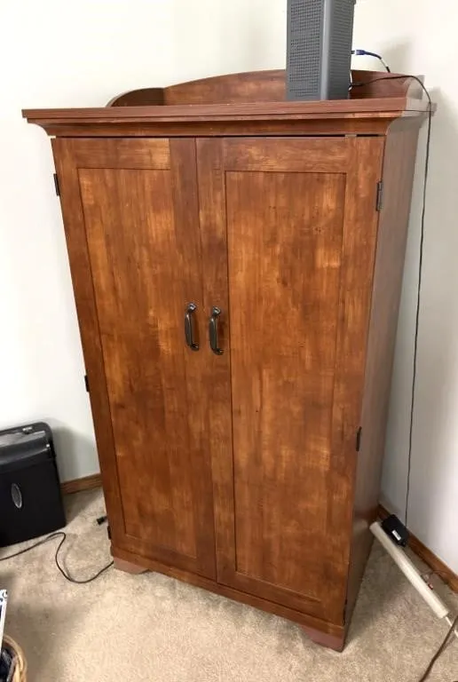 Armoire Style Desk 34"x22"x52", Keyboard Tray,