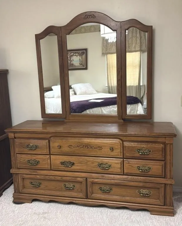 Vintage Broyhill Dresser with Mirror Attached