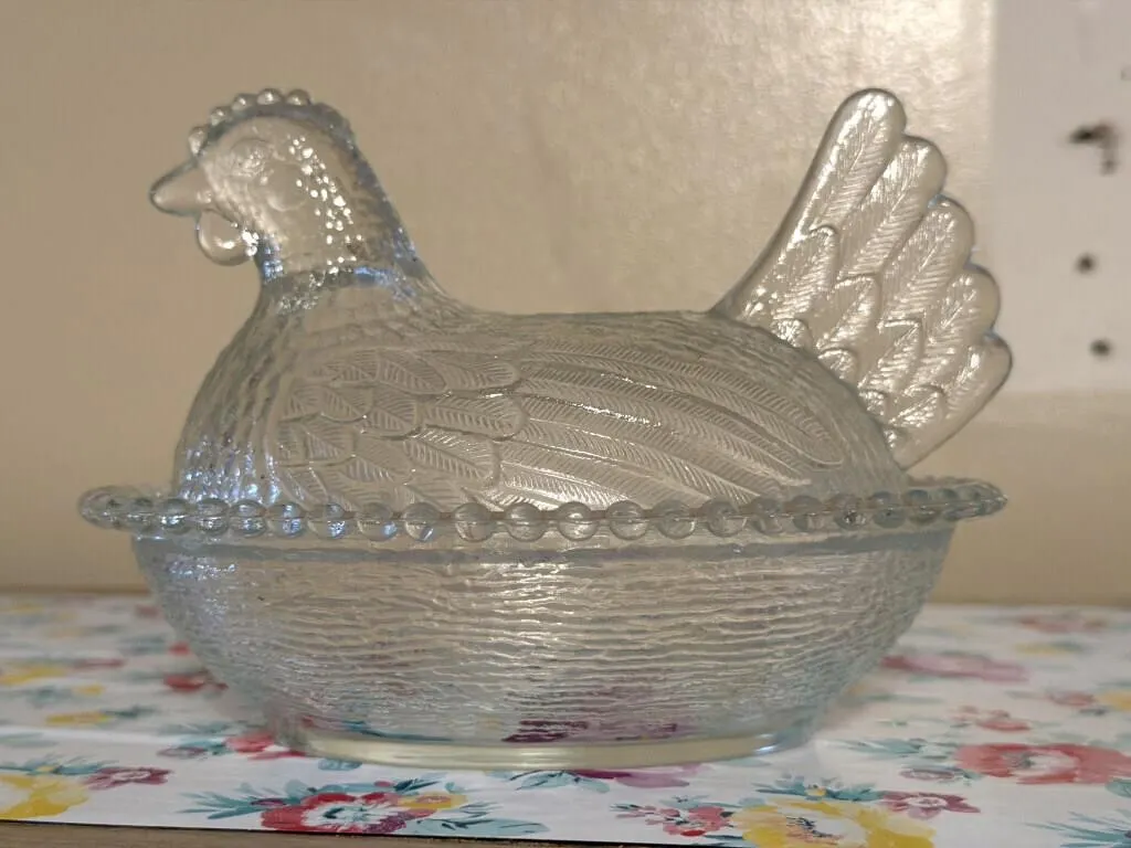 Hen on Nest Lidded Candy Dish 7” x 5.5” x 5”