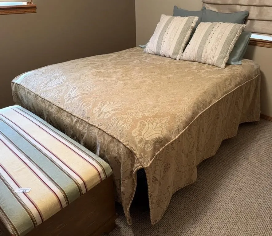 Queen Size Mattress, Box Spring, Bedding, and