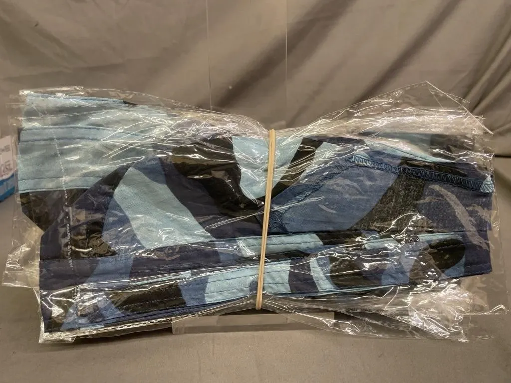 A dozen blue camo welding caps/skull caps.