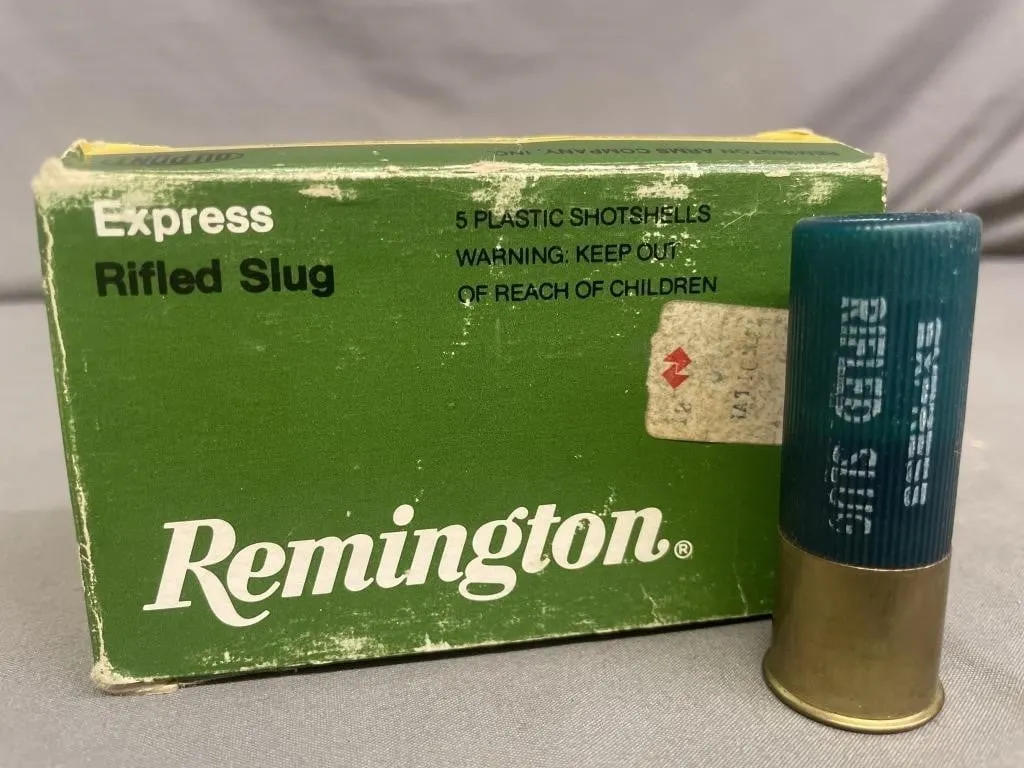 Vintage box of five Remington 12 ga. rifled