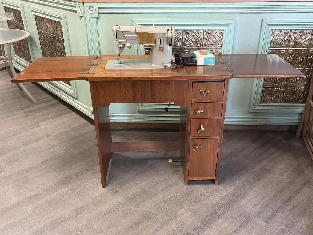 Sewing Machine Table with Singer Sewing Machine
