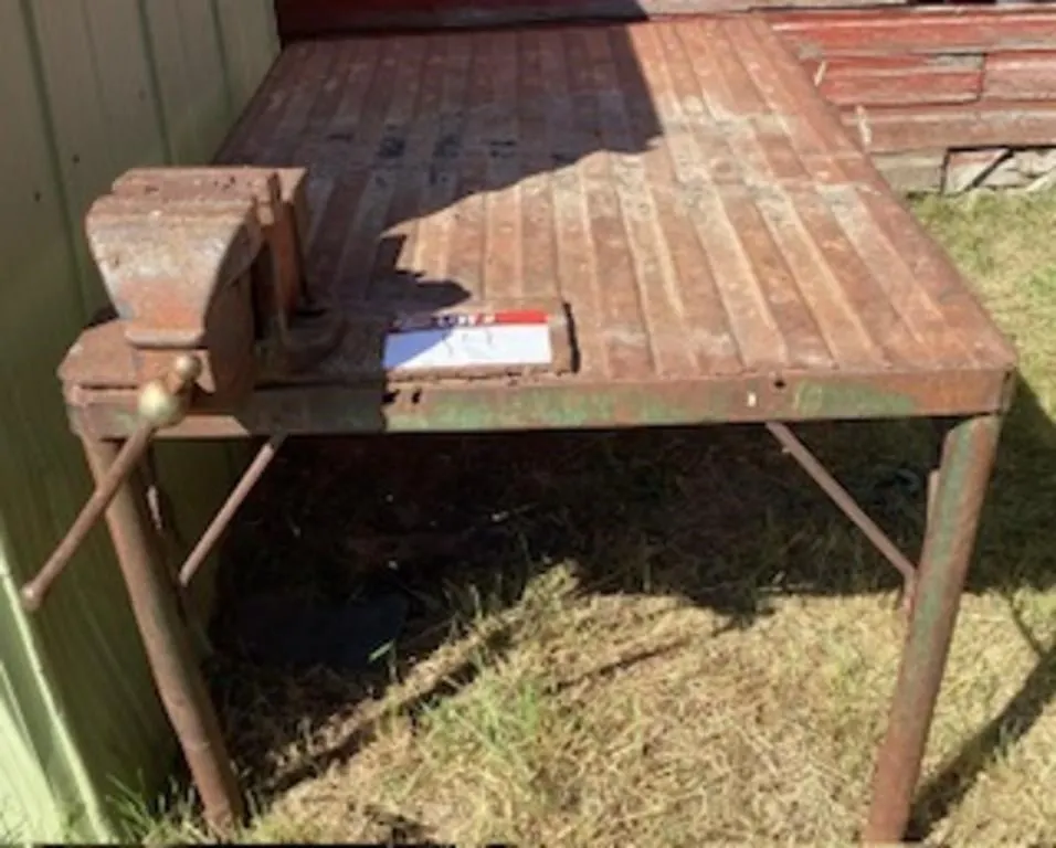 Large vise and steel table