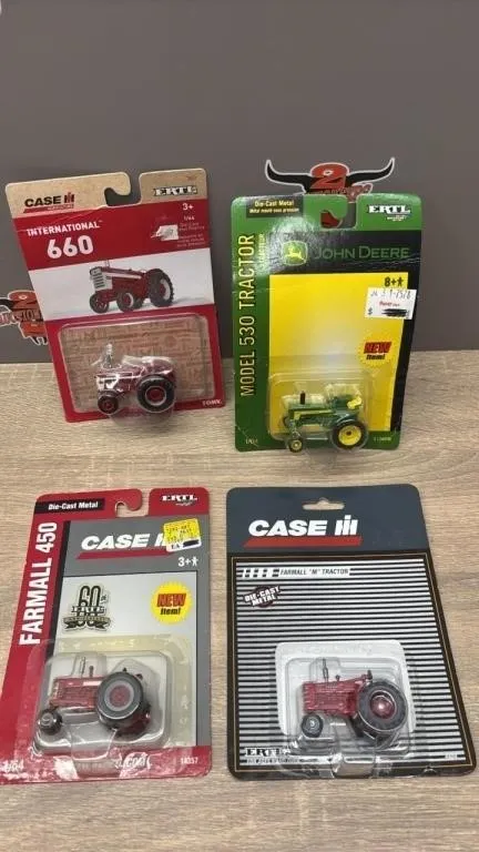 4 Asst. 1:64 Die Cast Tractors. *Box Opened.
