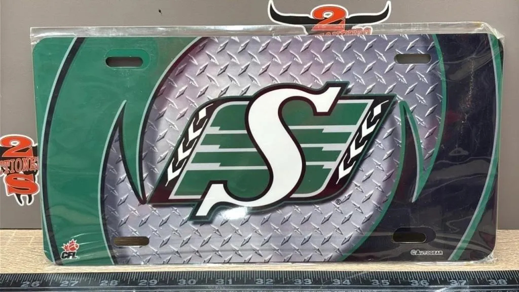 Sask Roughrider Decorative License Plate 12�x6�.