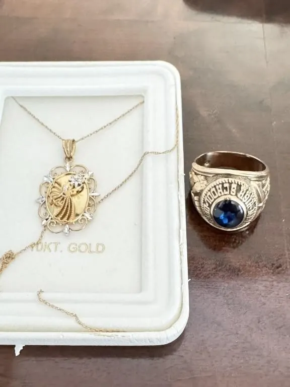 Gold ring and necklace