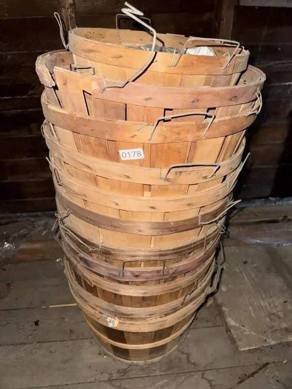 Bushel Baskets, crates, school desks, beds
