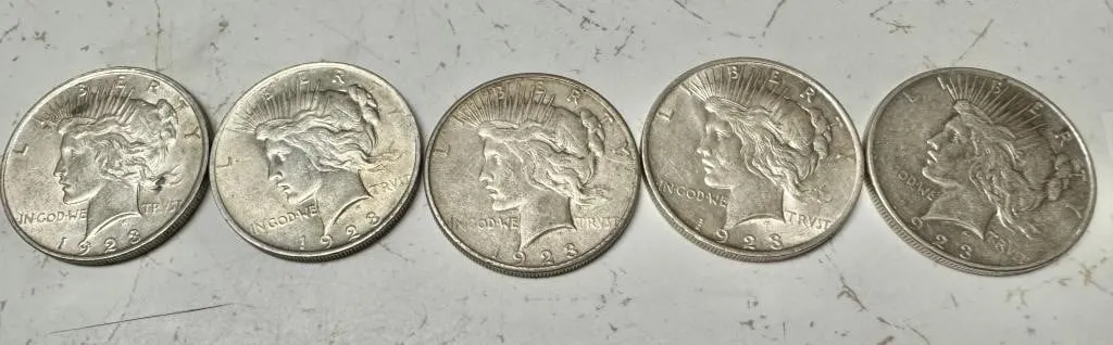 Peace Dollars 90% Silver 5 pieces