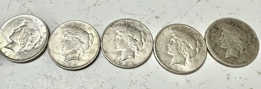 Peace Dollars 90% Silver 5 pieces