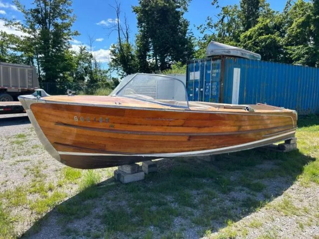 Century Antique Wooden 18 Ft Power Boat