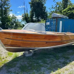 Century Antique Wooden 18 Ft Power Boat