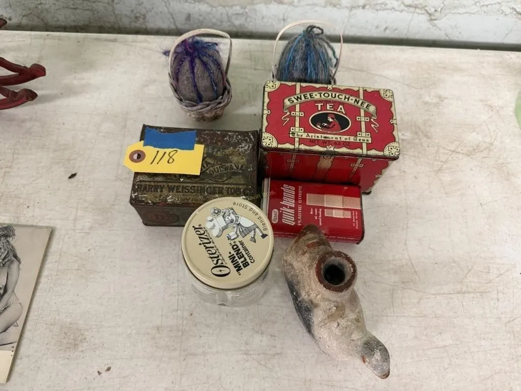 Vintage Tins, Osterizer Glass Jar & other
