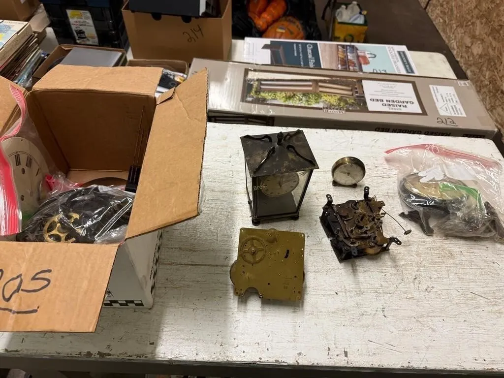 Box of Misc Clock Parts