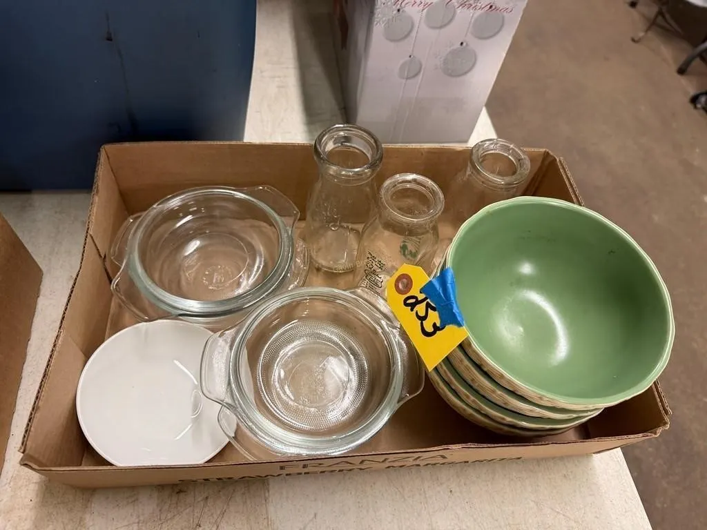 Milk Bottles, Bowls & other glassware