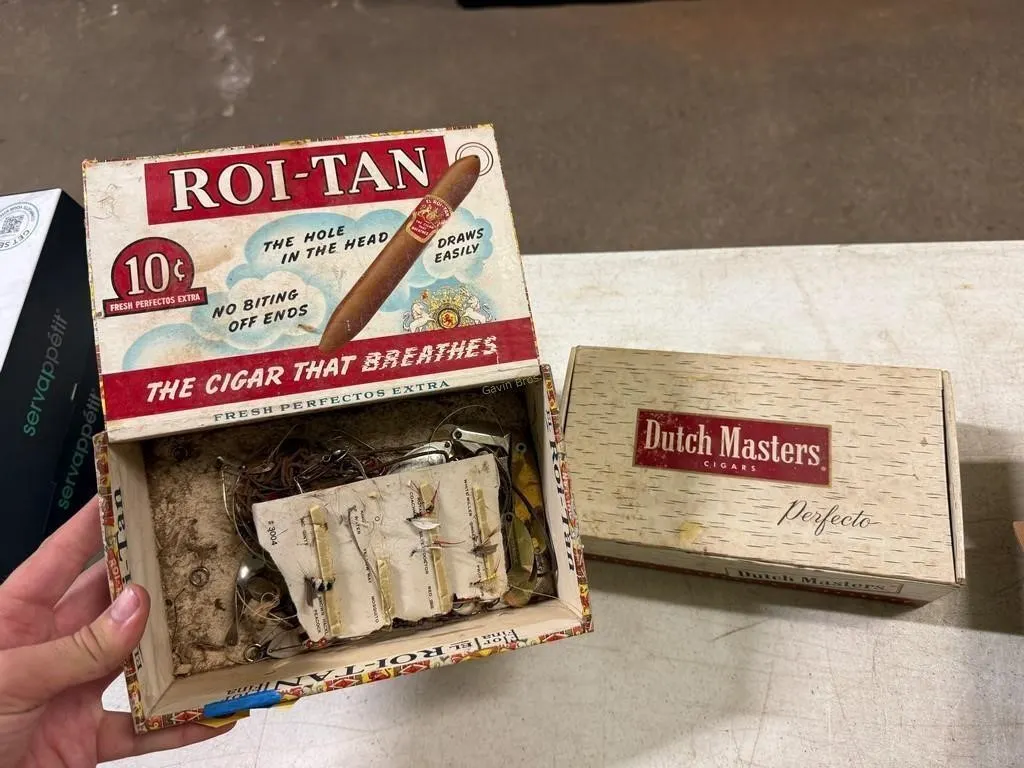 Vintage Fishing Lures & Cigar Boxes