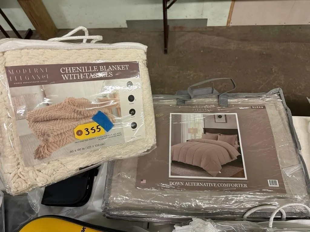 (2) Queen Comforters & (1) Chenille Blanket