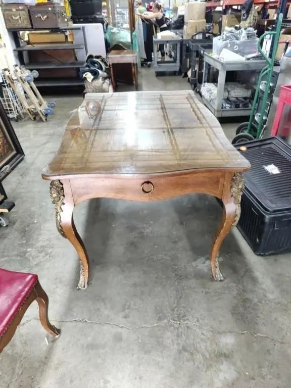 Antique 57"x37" x31" Dining Table w/Gilt Bronze or